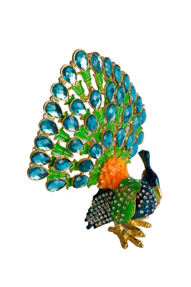 taru pasaj Kristal Taş İşlemeli Metal Tavus Kuşu Biblo – Dekoratif Şık Tasarım, 14x12 cm - Resim 5