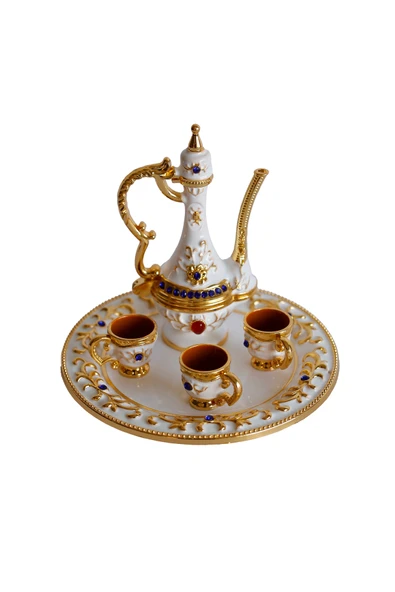 taru pasaj Renkli Metal Biblolar - Renk Seçenekli Dekoratif Mini Çay Takımı