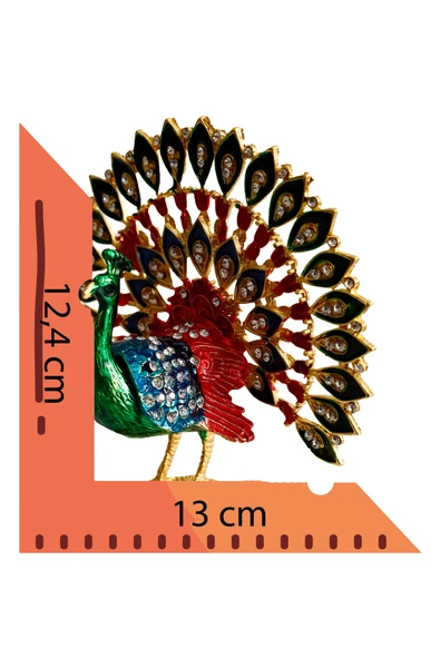 taru pasaj Kristal Taşlı Dekoratif Tavus Kuşu Biblosu - Zarif ve Şık Tasarım - Resim 5