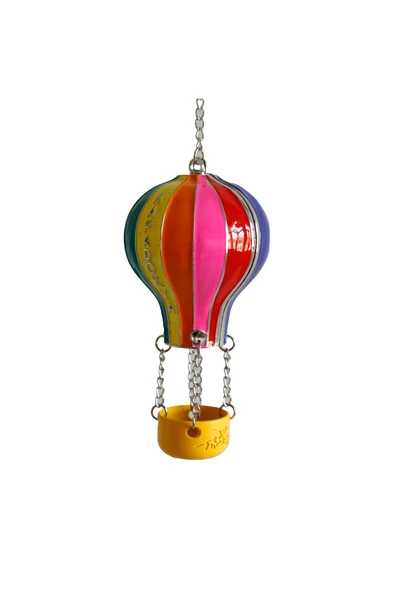 taru pasaj Renkli El Yapımı Metal Balon Biblo – Cappadocia Temalı Dekoratif Obje - Orta Boy - Resim 3