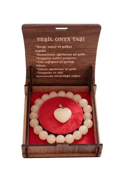 taru pasaj Doğal Yeşil Oniks Taşı Bileklik ve Kolye Seti - El Yapımı Zarif Tasarım ürün görseli