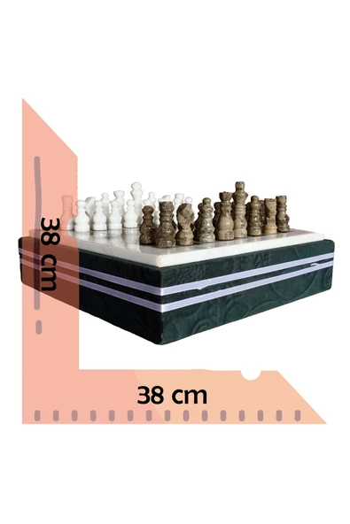 taru pasaj Fosilli ve Beyaz Doğal Taştan Özel Satranç Takımı – Şık ve Doğal Tasarım - Resim 3