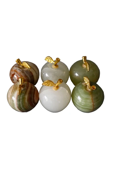 taru pasaj 6’lı Karışık Renkli Oniks Elma Seti – Şık ve Doğal Dekorasyon Ürünü - Resim 2