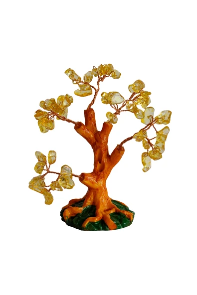 taru pasaj Doğal Sitrin Taşlı Hayat Ağacı - El Yapımı Bereket ve Şifa Dekoru (16x14 cm) - Resim 6