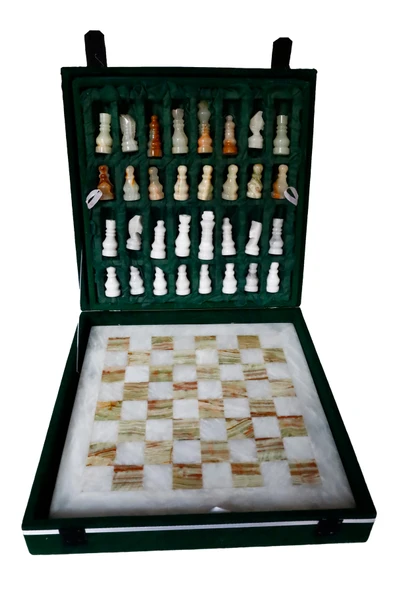 taru pasaj "12 İnç El Yapımı Oniks Doğal Taş Satranç Takımı - Şık Hediyelik Kutusunda - Resim 3