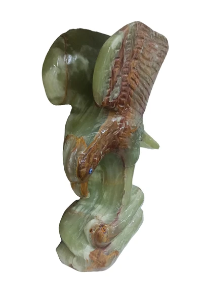 taru pasaj Oniks Doğal Taş Kartal Figürü - Yılan Kaide Üzerine Zarif Ev ve Ofis Dekoru - Resim 2