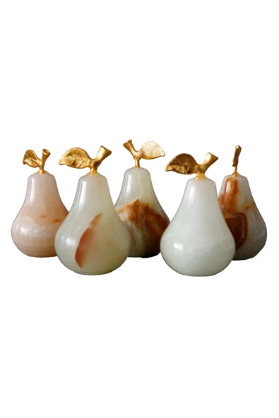 taru pasaj Doğal Oniks Taş Armut Seti – 1,5 inç Dekoratif El Yapımı Biblo - Resim 2