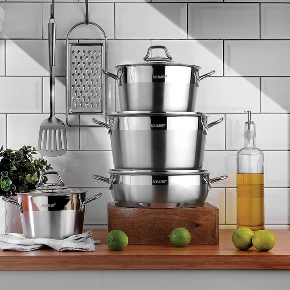 Schafer Vals Çelik Tencere Takımı 8 Parça ürün görseli