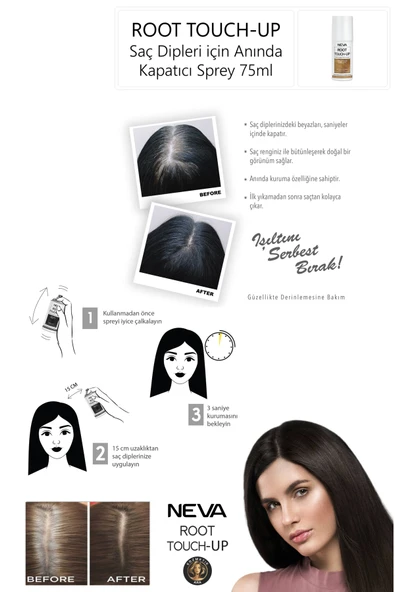 Neva Root Touch Up Geçici Sprey Boya 75ml - Koyu Kumral - Resim 2