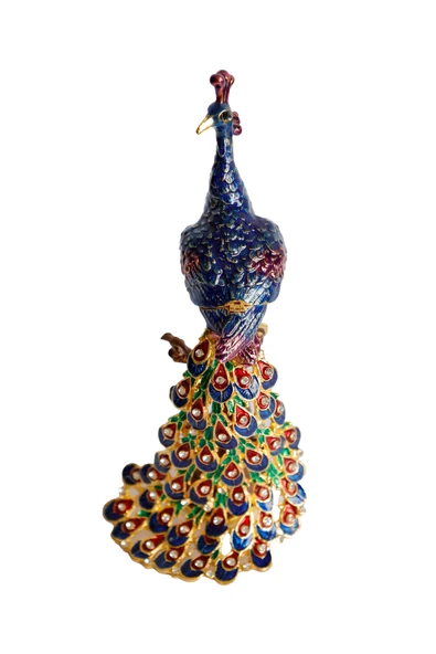 taru pasaj Kristal Taş İşlemeli Metal Tavus Kuşu Biblo – Ağaç Üzerinde Dekor – 18x9 cm - Resim 4