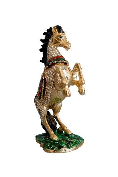 taru pasaj Kristal Taş İşlemeli Dekoratif At Figürlü Metal Mücevher Kutusu - Resim 3