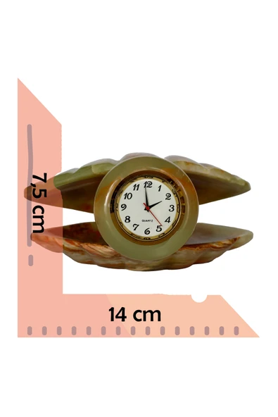 taru pasaj "Doğal Oniks Taşından Dekoratif Deniz Kabuğu Masa Saati – Şık ve Özel Tasarım Hediyelik" - Resim 4