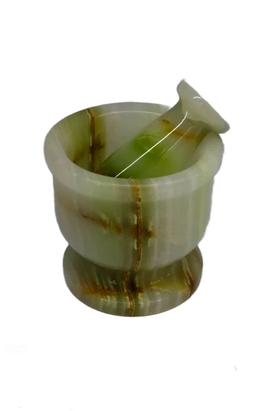 taru pasaj El Yapımı Oniks Doğal Taş Ayaklı Havan - Dekoratif ve Şık Mutfak Gereci - Resim 5