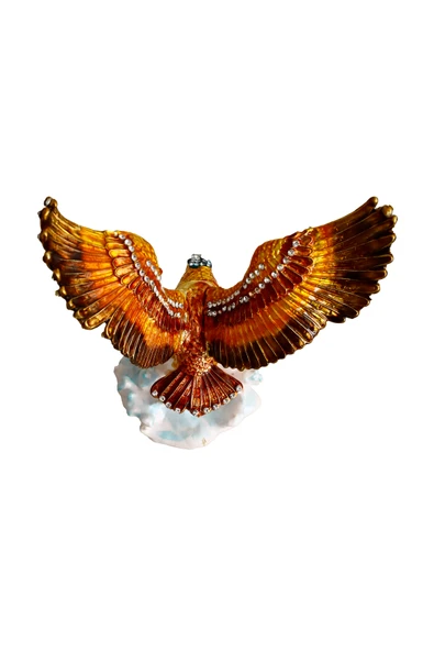 taru pasaj Kristal Taş İşlemeli Metal Kartal Figürü - Gösterişli ve Dekoratif Dayanıklı Ürün - Resim 2