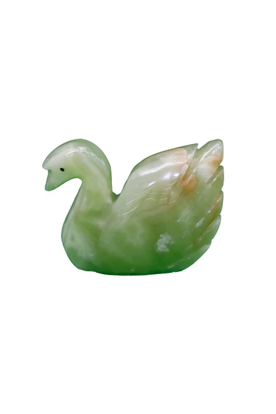 taru pasaj Doğal Oniks Taş Kuğu Figürü - Dekoratif El Yapımı Biblo - Resim 5