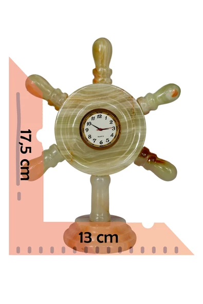 taru pasaj Oniks Doğal Taş Masa Saati – Şık ve Dekoratif Dümen Saat - Resim 4