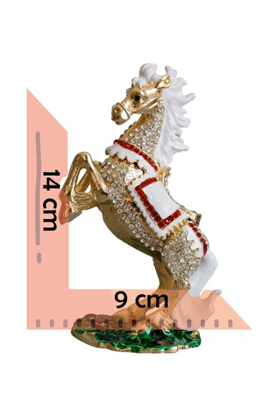 taru pasaj Kristal Taş İşlemeli Dekoratif At Figürlü Metal Mücevher Kutusu - Resim 5