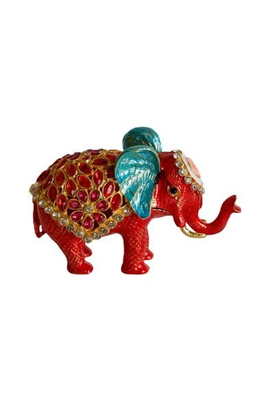 taru pasaj Kristal Taşlı Metal Fil Biblo – 12x7 cm – El Yapımı Dekoratif Süs Eşyası – Şans ve Bereket Sembolü ürün görseli