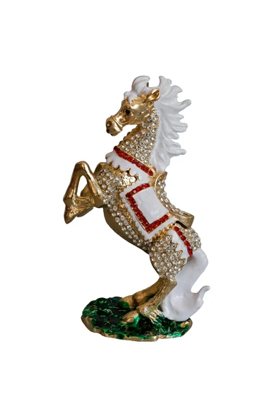 taru pasaj Kristal Taş İşlemeli Dekoratif At Figürlü Metal Mücevher Kutusu - Resim 6