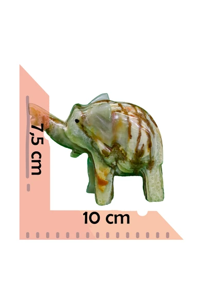 taru pasaj Doğal Oniks Taş El Yapımı Fil Figürü – Bereket Ve Şans Getiren Dekoratif Obje - 4 Inç Boyutunda - Resim 3