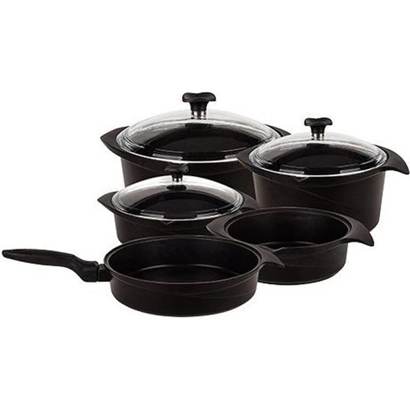 Aryıldız Flipper Siyah 9 Parça Döküm Tencere Seti ürün görseli