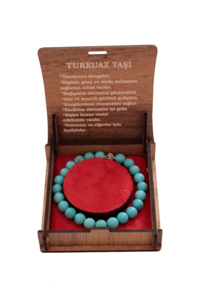 taru pasaj Turkuaz Doğal Taş 8 mm Bileklik - Şıklık ve Enerji Dolu Aksesuar - Resim 2