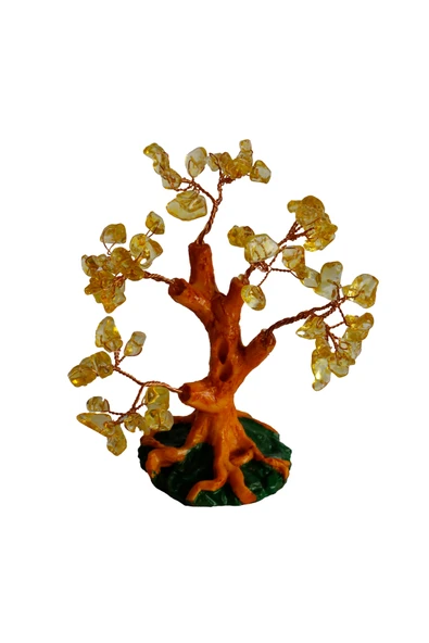 taru pasaj Doğal Sitrin Taşlı Hayat Ağacı - El Yapımı Bereket ve Şifa Dekoru (16x14 cm) - Resim 2