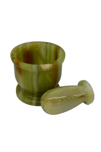 taru pasaj El Yapımı Oniks Doğal Taş Ayaklı Havan - Doğal, Şık ve Dekoratif Mutfak Gereci- Küçük Boy ürün görseli