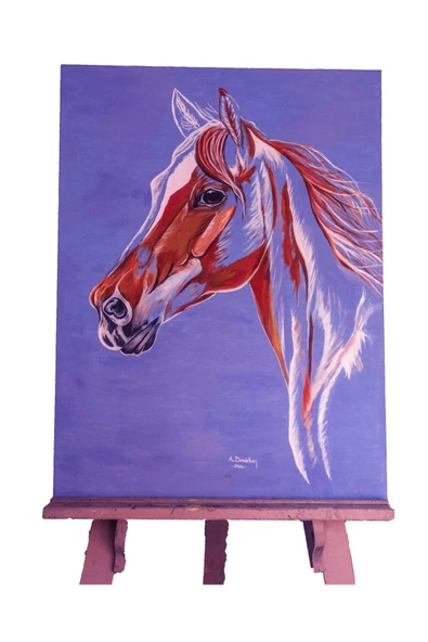 Home "el Yapımı At Silüeti Yağlıboya Tablo - 60x80 Cm, Ofis Ve Ev Dekorasyonu Için Duvar Tablosu" ürün görseli