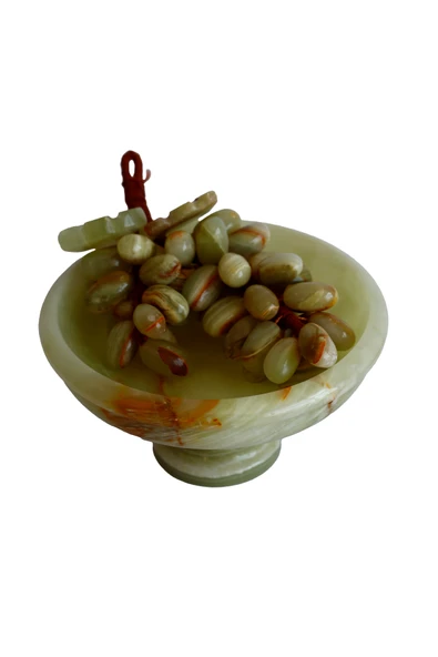 taru pasaj Oniks Doğal Taş Üzüm Seti 6’’ Ayaklı Çanak ile 50 Taneli Üzüm. El Yapımı, Feng Shui Dekor - Resim 3