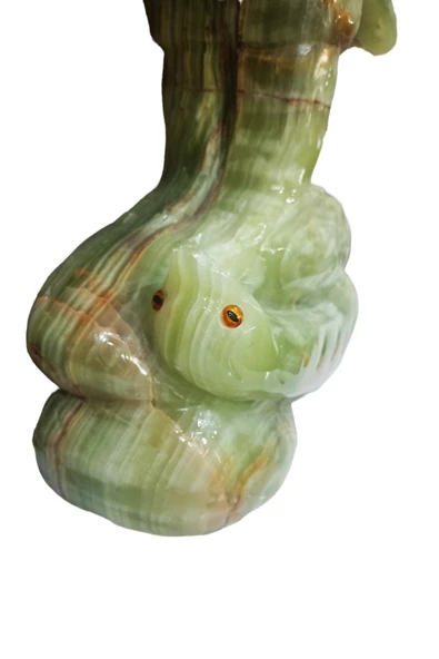 taru pasaj Oniks Doğal Taş Kartal Figürü - Yılan Kaide Üzerine Zarif Ev ve Ofis Dekoru - Resim 4