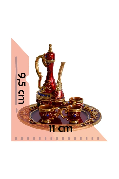 taru pasaj Renkli Metal Biblolar - Renk Seçenekli Dekoratif Mini Çay Takımı - Resim 5
