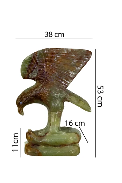 taru pasaj Oniks Doğal Taş Kartal Figürü - Yılan Kaide Üzerine Zarif Ev ve Ofis Dekoru - Resim 4