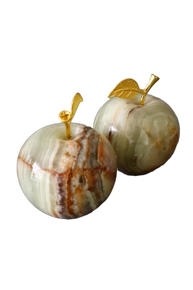 taru pasaj El Yapımı Oniks Doğal Taş Elma Biblo – 2’li Dekoratif Set ürün görseli