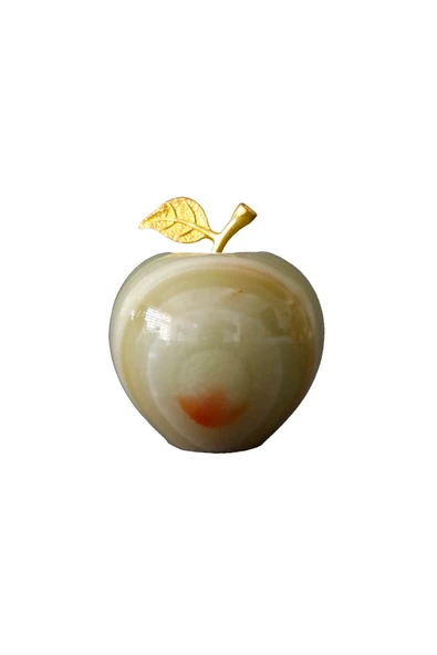 taru pasaj Doğal Oniks Taş Elma Biblo - 6 cm Dekoratif Obje | Şık ve Zarif Ev Ofis Süs Eşyası - Resim 4