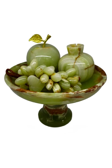 taru pasaj El İşçiliği Oniks Taşı Çanak ve Meyve Seti - Şık Feng Shui Dekoru - Resim 2