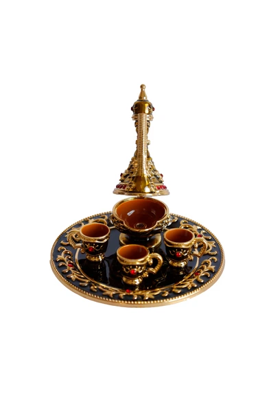 taru pasaj Renkli Metal Biblolar - Renk Seçenekli Dekoratif Mini Çay Takımı - Resim 5