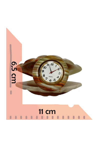 taru pasaj "Doğal Oniks Taşından Dekoratif Deniz Kabuğu Masa Saati – Şık ve Özel Tasarım Hediyelik" - Resim 5