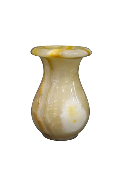 taru pasaj Doğal Oniks Taş Lale Vazo – Şık ve Dekoratif El İşçiliği - Resim 2