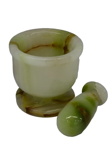 taru pasaj El Yapımı Oniks Doğal Taş Ayaklı Havan - Dekoratif ve Şık Mutfak Gereci - Resim 4