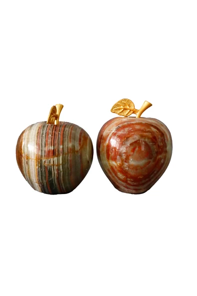 taru pasaj Doğal Oniks Taş Elma Biblo | Dekoratif Masa Üstü ve Ofis Aksesuarı | 5,5 x 5 cm ürün görseli