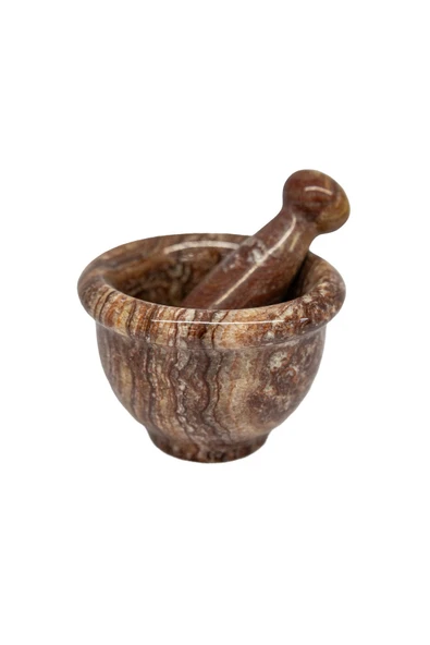 mutfak "orta Boy Doğal Oniks Taş Havan - Kahverengi Desenli, Için Benzersiz Damarlı Akik" - 2