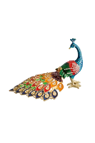 taru pasaj Kristal Taşlı Metal Tavus Kuşu Biblo – Dekoratif ve Şık Aksesuar - Resim 3