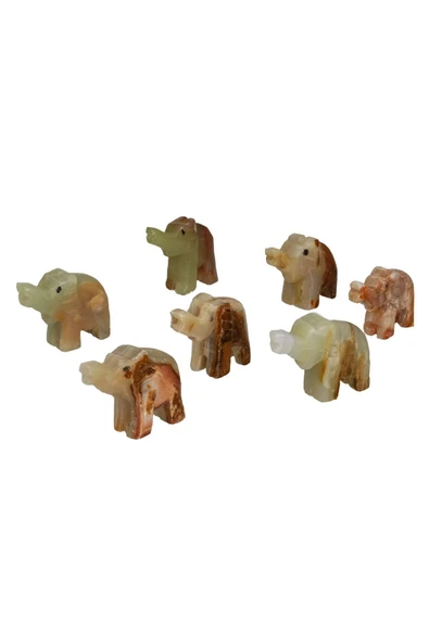 Oniks Doğal Taş Biblo, 7'li Bereket Fil Figürleri, Ev Dekorasyonu Seti ürün görseli