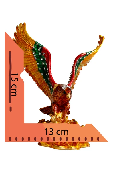 taru pasaj Kristal Taş İşlemeli Metal Kartal Figürü - Gösterişli ve Dekoratif Dayanıklı Ürün - Resim 7
