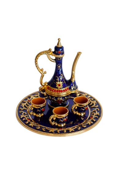 taru pasaj Renkli Metal Biblolar - Renk Seçenekli Dekoratif Mini Çay Takımı ürün görseli