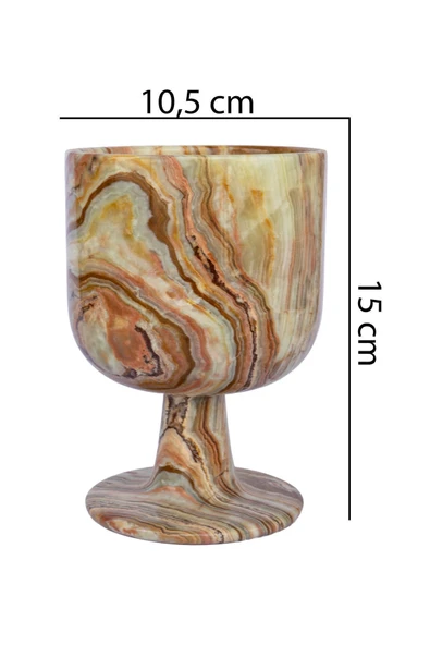 hediye Doğal Oniks Taşından El Yapımı Papaz Kadehi - 15 Cm Dekoratif - 2