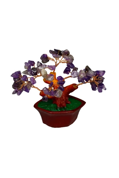 taru pasaj Ametist Doğal Taşlı Bonsai Hayat Ağacı - Dekoratif ve Şifalı Enerji Ağacı - Resim 7