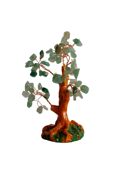 taru pasaj Doğal Yeşim Taşlı Hayat Ağacı - El Yapımı Feng Shui Dekor (16x14 cm) - Resim 2