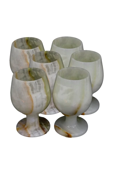 taru pasaj Doğal Oniks Taş Kadeh – El Yapımı Şık Dekor & Sunum Ürünü - 6 lı set ürün görseli